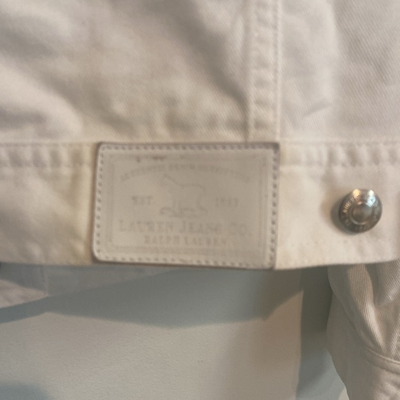 LAUREN JEANS CO RALPH LAUREN White Denim Jean Jacket sz M 100% Cotton - Picture 6 of 7
